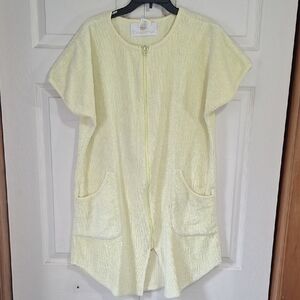 Vintage Stan Herman Women's Zip-Up Chenille Robe Cover Up - M - Yellow